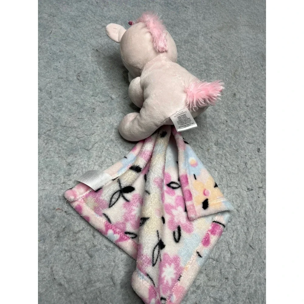 Little Beginnings Pink Unicorn Baby Security Blanket Floral‎ Fleece Lovey Plush
